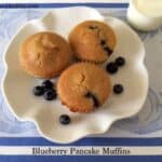 Maple Syrup and Blueberry Pancake Muffins (dairy-free, whole wheat)
